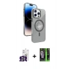 MARSİLYAN™- iPhone 16 Pro Max Kılıf Nova Modern Prime - Şeffaf 360 Full Body Arka Koruyucu + Gümüş Bilvis Titan Kamera Lens