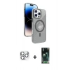 MARSİLYAN™- iPhone 16 Pro Max Kılıf Nova Modern Prime - Siyah 360 Mat Full Body Arka Koruyucu + Gümüş Pers Alüminyum Kamera Lens