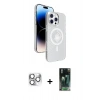 MARSİLYAN™- iPhone 16 Pro Max Kılıf Nova Modern Prime - Siyah 360 Mat Full Body Arka Koruyucu + Gümüş Pers Alüminyum Kamera Lens