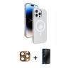 MARSİLYAN™- iPhone 16 Pro Max Kılıf Nova Modern Prime - Siyah 3D Antistatik Hayalet Cam Ekran Koruyucu + Pers Alüminyum Kamera Lens - CLTM