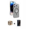 MARSİLYAN™- iPhone 16 Pro Max Kılıf Nova Modern Prime - Siyah 3D Antistatik Hayalet Cam Ekran Koruyucu + Pers Alüminyum Kamera Lens - CLTM