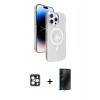 MARSİLYAN™- iPhone 16 Pro Max Kılıf Nova Modern Prime - Siyah 3D Antistatik Hayalet Cam Ekran Koruyucu + PVD Metal Kamera Lens - GD