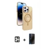MARSİLYAN™- iPhone 16 Pro Max Kılıf Nova Modern Prime - Siyah 3D Antistatik Hayalet Cam Ekran Koruyucu + PVD Metal Kamera Lens - GS
