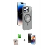 MARSİLYAN™- iPhone 16 Pro Max Kılıf Nova Modern Prime - Siyah 3D Antistatik Mat Seramik Nano Ekran Koruyucu + Natural Grey Raze Metal Kamera Lens