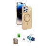 MARSİLYAN™- iPhone 16 Pro Max Kılıf Nova Modern Prime - Siyah 3D Antistatik Seramik Nano Ekran Koruyucu + Çöl Titanyum Raze Metal Kamera Lens