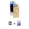 MARSİLYAN™- iPhone 16 Pro Max Kılıf Nova Modern Prime - Siyah Bilvis 5in1 5D Magic Hayalet Cam Ekran Koruyucu + PVD Metal Kamera Lens - GD
