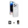 MARSİLYAN™- iPhone 16 Pro Max Kılıf Nova Modern Prime - Siyah Buffer Hayalet Cam Ekran Koruyucu + Siyah PVD Metal Kamera Lens