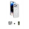 MARSİLYAN™- iPhone 16 Pro Max Kılıf Nova Modern Prime - Siyah Joko Magic 5D Hayalet Cam + Gri Pers Alüminyum Kamera Lens