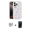 MARSİLYAN™- iPhone 16 Pro Max Kılıf Odak Prime - Siyah 3D Antistatik Hayalet Cam Ekran Koruyucu + Pers Alüminyum Kamera Lens - GS