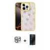 MARSİLYAN™- iPhone 16 Pro Max Kılıf Odak Prime - Siyah 3D Antistatik Hayalet Cam Ekran Koruyucu + Pers Alüminyum Kamera Lens - GI