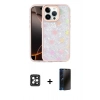MARSİLYAN™- iPhone 16 Pro Max Kılıf Odak Prime - Siyah 3D Antistatik Hayalet Cam Ekran Koruyucu + PVD Metal Kamera Lens - SH