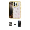 MARSİLYAN™- iPhone 16 Pro Max Kılıf Odak Prime - Siyah 3D Antistatik Hayalet Cam Ekran Koruyucu + PVD Metal Kamera Lens - GD