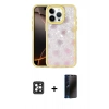 MARSİLYAN™- iPhone 16 Pro Max Kılıf Odak Prime - Siyah 3D Antistatik Hayalet Cam Ekran Koruyucu + PVD Metal Kamera Lens - SH