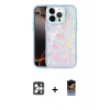 MARSİLYAN™- iPhone 16 Pro Max Kılıf Odak Prime - Siyah Buffer Hayalet Cam Ekran Koruyucu + Gümüş PVD Metal Kamera Lens