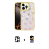 MARSİLYAN™- iPhone 16 Pro Max Kılıf Odak Prime - Siyah Buffer Hayalet Cam Ekran Koruyucu + Gümüş PVD Metal Kamera Lens