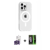 MARSİLYAN™- iPhone 16 Pro Max Kılıf Pusula Form Özel Seri - Şeffaf 360 Full Body Arka Koruyucu + Bilvis Titan Kamera Lens - SH