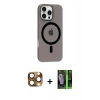 MARSİLYAN™- iPhone 16 Pro Max Kılıf Pusula Form Özel Seri - Şeffaf 360 Full Body Arka Koruyucu + Pers Alüminyum Kamera Lens - CLTM