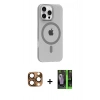 MARSİLYAN™- iPhone 16 Pro Max Kılıf Pusula Form Özel Seri - Şeffaf 360 Full Body Arka Koruyucu + Pers Alüminyum Kamera Lens - CLTM