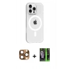 MARSİLYAN™- iPhone 16 Pro Max Kılıf Pusula Form Özel Seri - Şeffaf 360 Full Body Arka Koruyucu + Pers Alüminyum Kamera Lens - CLTM