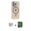 MARSİLYAN™- iPhone 16 Pro Max Kılıf Pusula Form Özel Seri - Şeffaf 360 Full Body Arka Koruyucu + Pers Alüminyum Kamera Lens - GS