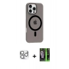 MARSİLYAN™- iPhone 16 Pro Max Kılıf Pusula Form Özel Seri - Şeffaf 360 Full Body Arka Koruyucu + Pers Alüminyum Kamera Lens - GS
