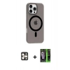 MARSİLYAN™- iPhone 16 Pro Max Kılıf Pusula Form Özel Seri - Şeffaf 360 Full Body Arka Koruyucu + PVD Metal Kamera Lens - GD