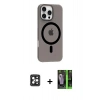 MARSİLYAN™- iPhone 16 Pro Max Kılıf Pusula Form Özel Seri - Şeffaf 360 Full Body Arka Koruyucu + PVD Metal Kamera Lens - SH