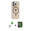 MARSİLYAN™- iPhone 16 Pro Max Kılıf Pusula Form Özel Seri - Şeffaf 360 Full Body Arka Koruyucu + Raze Metal Kamera Lens - BZ