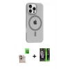 MARSİLYAN™- iPhone 16 Pro Max Kılıf Pusula Form Özel Seri - Şeffaf 360 Full Body Arka Koruyucu + Raze Metal Kamera Lens - NLGY