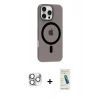 MARSİLYAN™- iPhone 16 Pro Max Kılıf Pusula Form Özel Seri - Şeffaf Pasifik Cam Ekran Koruyucu + Pers Alüminyum Kamera Lens - GS
