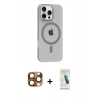 MARSİLYAN™- iPhone 16 Pro Max Kılıf Pusula Form Özel Seri - Şeffaf Pasifik Cam Ekran Koruyucu + Pers Alüminyum Kamera Lens - CLTM