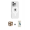 MARSİLYAN™- iPhone 16 Pro Max Kılıf Pusula Form Özel Seri - Şeffaf Pasifik Cam Ekran Koruyucu + Pers Alüminyum Kamera Lens - CLTM