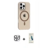 MARSİLYAN™- iPhone 16 Pro Max Kılıf Pusula Form Özel Seri - Şeffaf Pasifik Cam Ekran Koruyucu + Pers Alüminyum Kamera Lens - GI