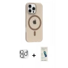 MARSİLYAN™- iPhone 16 Pro Max Kılıf Pusula Form Özel Seri - Şeffaf Pasifik Cam Ekran Koruyucu + Pers Alüminyum Kamera Lens - GS