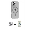 MARSİLYAN™- iPhone 16 Pro Max Kılıf Pusula Form Özel Seri - Şeffaf Pasifik Cam Ekran Koruyucu + Pers Alüminyum Kamera Lens - GI