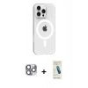 MARSİLYAN™- iPhone 16 Pro Max Kılıf Pusula Form Özel Seri - Şeffaf Pasifik Cam Ekran Koruyucu + Pers Alüminyum Kamera Lens - GI