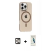MARSİLYAN™- iPhone 16 Pro Max Kılıf Pusula Form Özel Seri - Şeffaf Pasifik Cam Ekran Koruyucu + PVD Metal Kamera Lens - GD