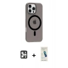 MARSİLYAN™- iPhone 16 Pro Max Kılıf Pusula Form Özel Seri - Şeffaf Pasifik Cam Ekran Koruyucu + PVD Metal Kamera Lens - GS