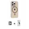 MARSİLYAN™- iPhone 16 Pro Max Kılıf Pusula Form Özel Seri - Şeffaf Pasifik Cam Ekran Koruyucu + PVD Metal Kamera Lens - GS