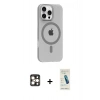MARSİLYAN™- iPhone 16 Pro Max Kılıf Pusula Form Özel Seri - Şeffaf Pasifik Cam Ekran Koruyucu + PVD Metal Kamera Lens - GD
