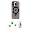 MARSİLYAN™- iPhone 16 Pro Max Kılıf Pusula Form Özel Seri - Şeffaf Pasifik Cam Ekran Koruyucu + Raze Metal Kamera Lens - BZ