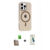 MARSİLYAN™- iPhone 16 Pro Max Kılıf Pusula Form Özel Seri - Şeffaf Pasifik Cam Ekran Koruyucu + Raze Metal Kamera Lens - CLTM
