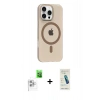 MARSİLYAN™- iPhone 16 Pro Max Kılıf Pusula Form Özel Seri - Şeffaf Pasifik Cam Ekran Koruyucu + Raze Metal Kamera Lens - BZ