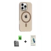 MARSİLYAN™- iPhone 16 Pro Max Kılıf Pusula Form Özel Seri - Şeffaf Pasifik Cam Ekran Koruyucu + Raze Metal Kamera Lens - SH