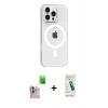 MARSİLYAN™- iPhone 16 Pro Max Kılıf Pusula Form Özel Seri - Şeffaf Pasifik Cam Ekran Koruyucu + Raze Metal Kamera Lens - NLGY