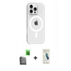 MARSİLYAN™- iPhone 16 Pro Max Kılıf Pusula Form Özel Seri - Şeffaf Pasifik Cam Ekran Koruyucu + Raze Metal Kamera Lens - SH