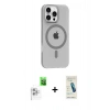 MARSİLYAN™- iPhone 16 Pro Max Kılıf Pusula Form Özel Seri - Şeffaf Pasifik Cam Ekran Koruyucu + Raze Metal Kamera Lens - BZ