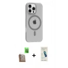 MARSİLYAN™- iPhone 16 Pro Max Kılıf Pusula Form Özel Seri - Şeffaf Pasifik Cam Ekran Koruyucu + Raze Metal Kamera Lens - CLTM