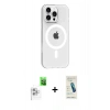 MARSİLYAN™- iPhone 16 Pro Max Kılıf Pusula Form Özel Seri - Şeffaf Pasifik Cam Ekran Koruyucu + Raze Metal Kamera Lens - BZ