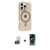 MARSİLYAN™- iPhone 16 Pro Max Kılıf Pusula Form Özel Seri - Siyah 360 Mat Full Body Arka Koruyucu + Bilvis Titan Kamera Lens - TMGI